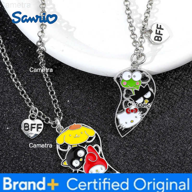 Sanrio 2pcs Hello Kitty BFF Necklace Anime Accessories Kawaii Family Pendant Cartoon Heart Pendant Best Friend Jewelry Set H251229