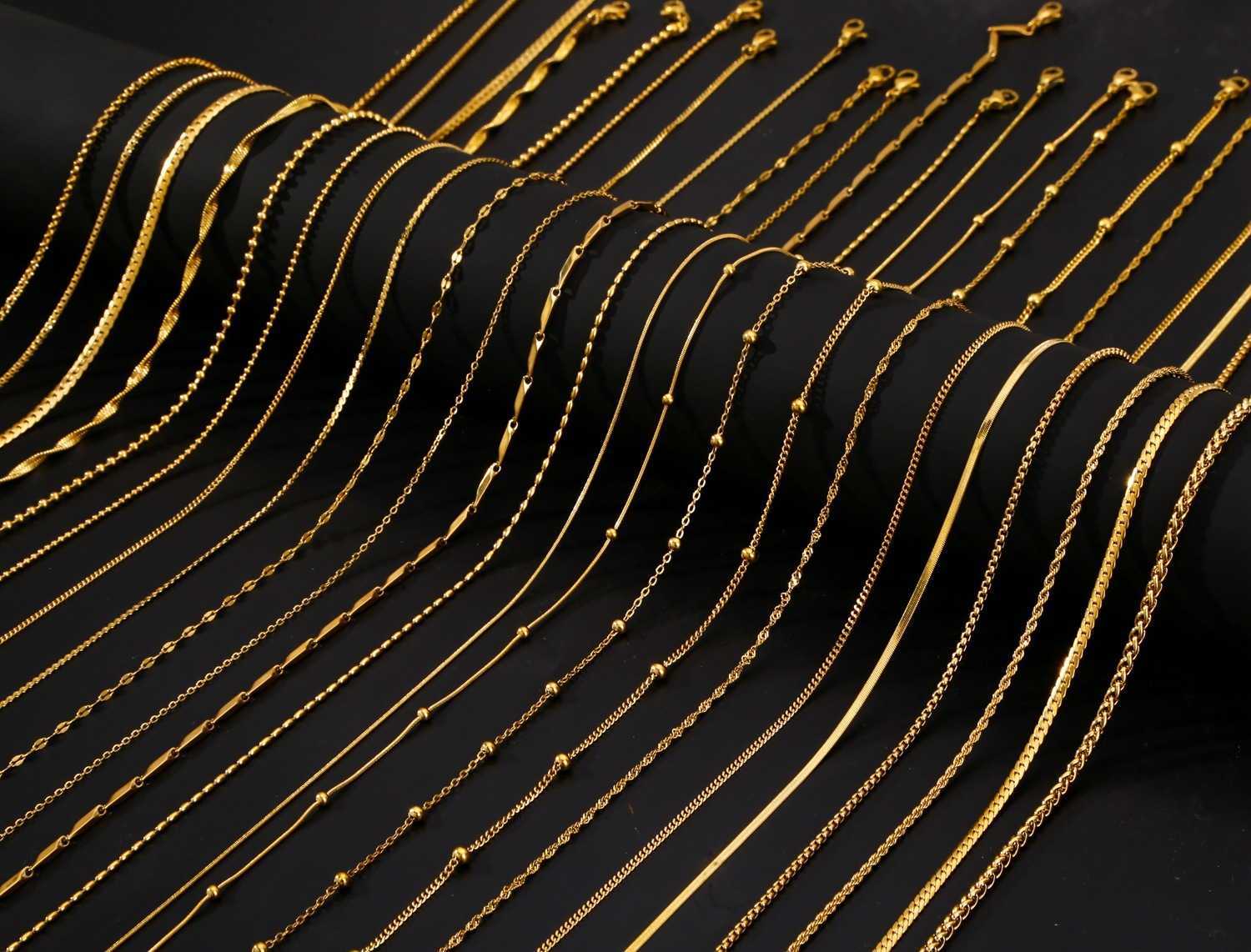 Solid color 24k gold necklace Itan Link Curb chain necklace mens Claccic wedding luxury jewelry gift X241123