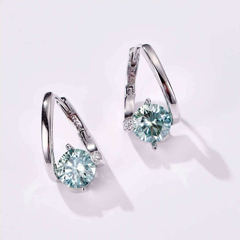 1CT Moissanite Hoop Earrings 925 Sterling Sliver lab moissanite Diamond test Pass Wedding Party Jewelry for Women dating gift 85b