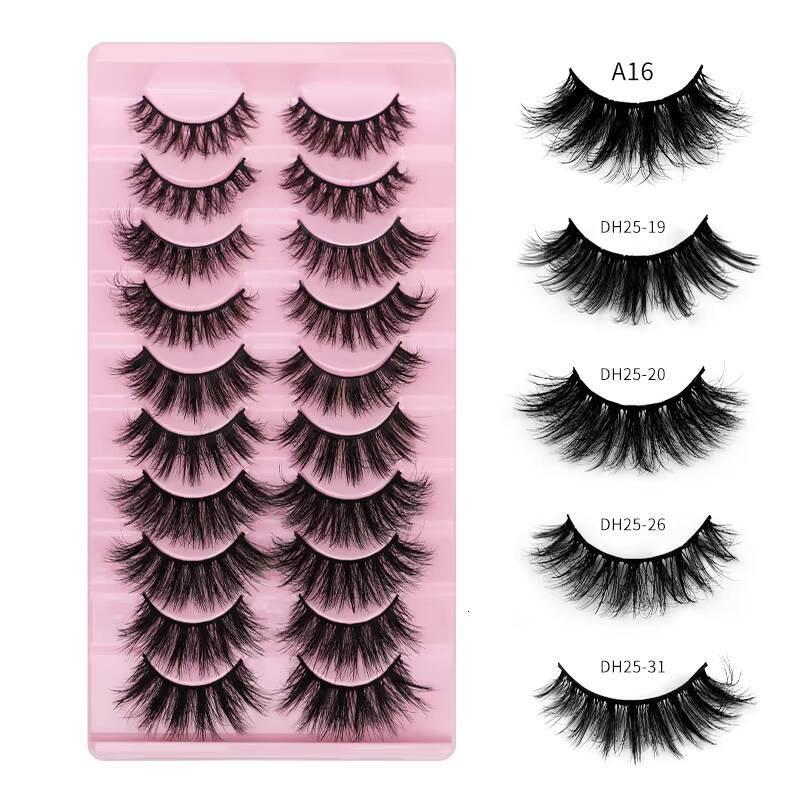 Wholesale False Eyelashes 10 Pairs Full Strip Mink Lashes 100 Handmade Custom Packaging Natural 3d Lashes Eyelashes