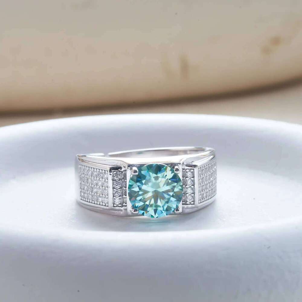 Real 1.0 Ct Moissanite For Men Pure Solid 18K White Gold Rings D Color Diamond Engagement Wedding Ring Jewelry Gift e00