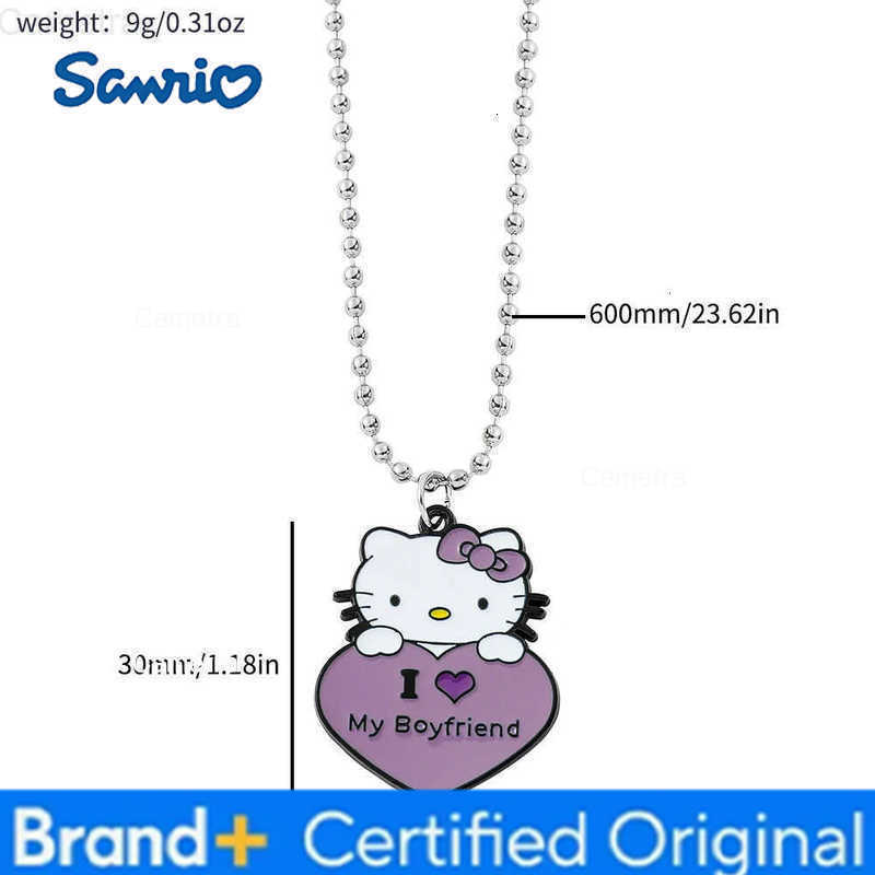 Sanrio 1 Pair Hello Kitty Couple Necklace I Love My Girlfriend Boyfriend Pendant Necklace for Valentines Day Gifts Accessories H251229