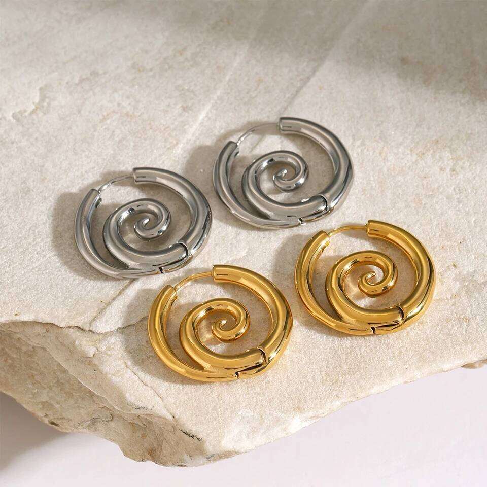 ZAKOL Personalized Mosquito Coil Shaped Stainless Steel Hoop Earring for Women Punk Spiral Circle Ear Accessories Jewelry Gift