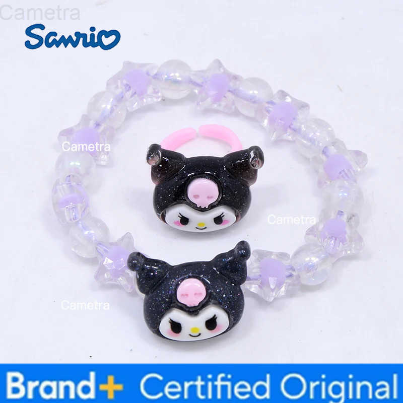 Sanrio Crystal Bracelet Kuromi My Melody Cinnamoroll Cute Anime Cartoon Girls Ring Jewelry Set For Girl Birthday Party Gift H251229