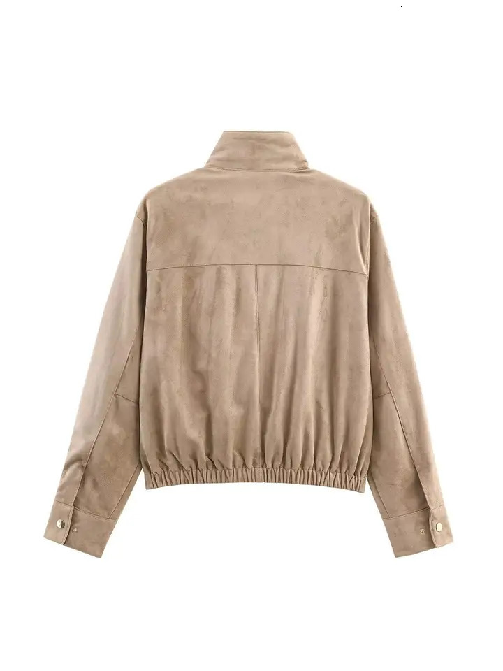 2025 Women Autumn Jacket Fashion Suede Short Coat Female High Street Long Sleeve Jackets For Casual Outerwears 251225