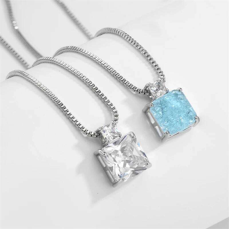 ZAKOL Elegant Ocean Blue Square AAA Zirconia Earring Necklaces Set Exquisite Wedding Party Jewelry Gift for Women