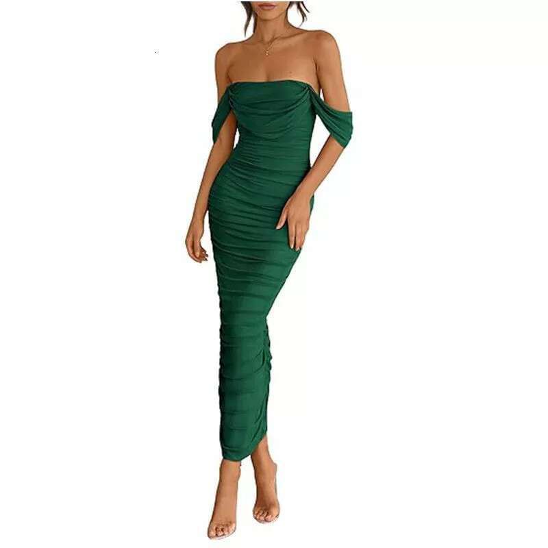 Dress for women Strapless Ruched Off-Shoulder Sexy Bodycon Dress, 2026 Spring New European and American Date Night Outfit