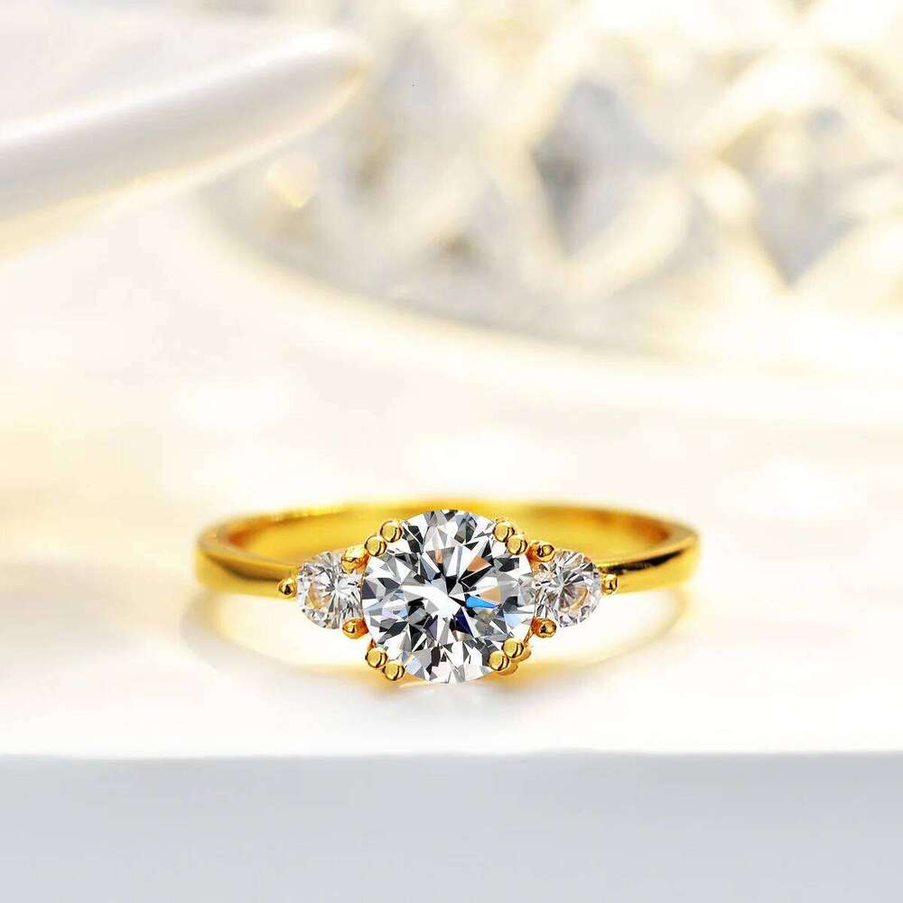 14K Yellow Gold 1ct All Moissanite Rings for Women Luxury Quality Jewelry Sparkling Lab Diamond Wedding Band GRA 899