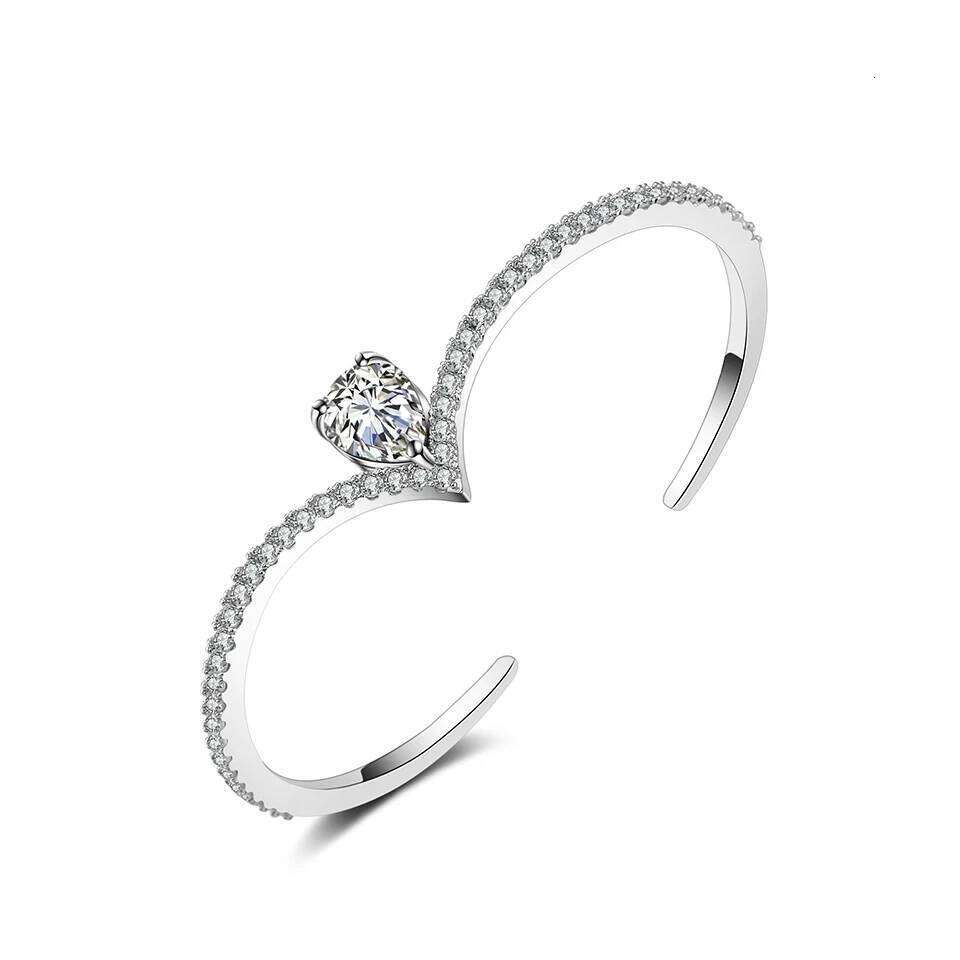 ZAKOL Luxury Exquisite Crown Open Bracelet for Women Sliver Color Water Drop Clear Crystal Zirconia Wedding Engagement Jewelry