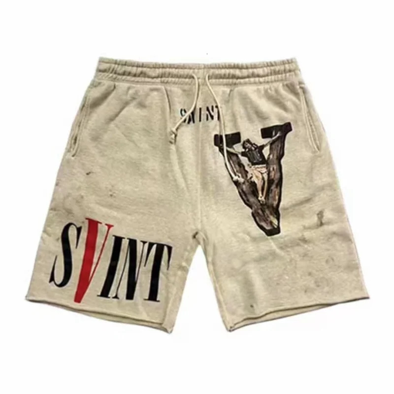 Summer Washed Sain Letters Printed Street Casual Shorts Men Women High Quality 11 Drawstring Breeches Sweatpants 251223