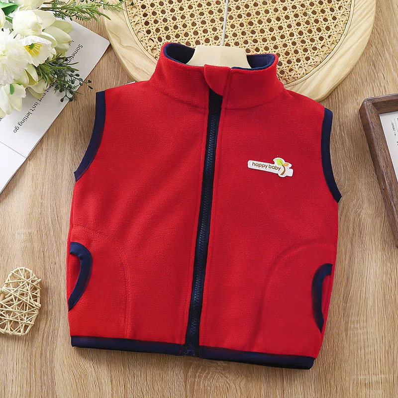 Childrens clothing fall and winter shaker vest boys girls sleeveless cardigan thickened padded warm solid color zipper 251215