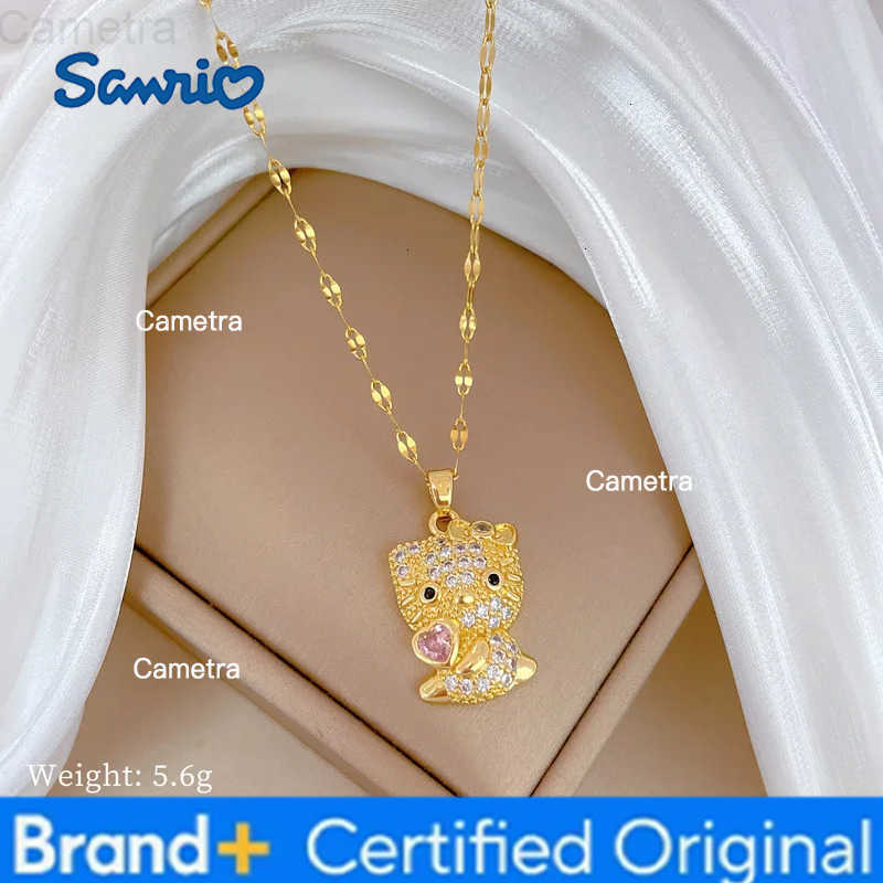 Sanrio Cute Gold Color Shiny Zircon Hello Kitty Pendant Necklaces for Women Girls Fans Cute Collar Accessories Jewelry Gifts H251229