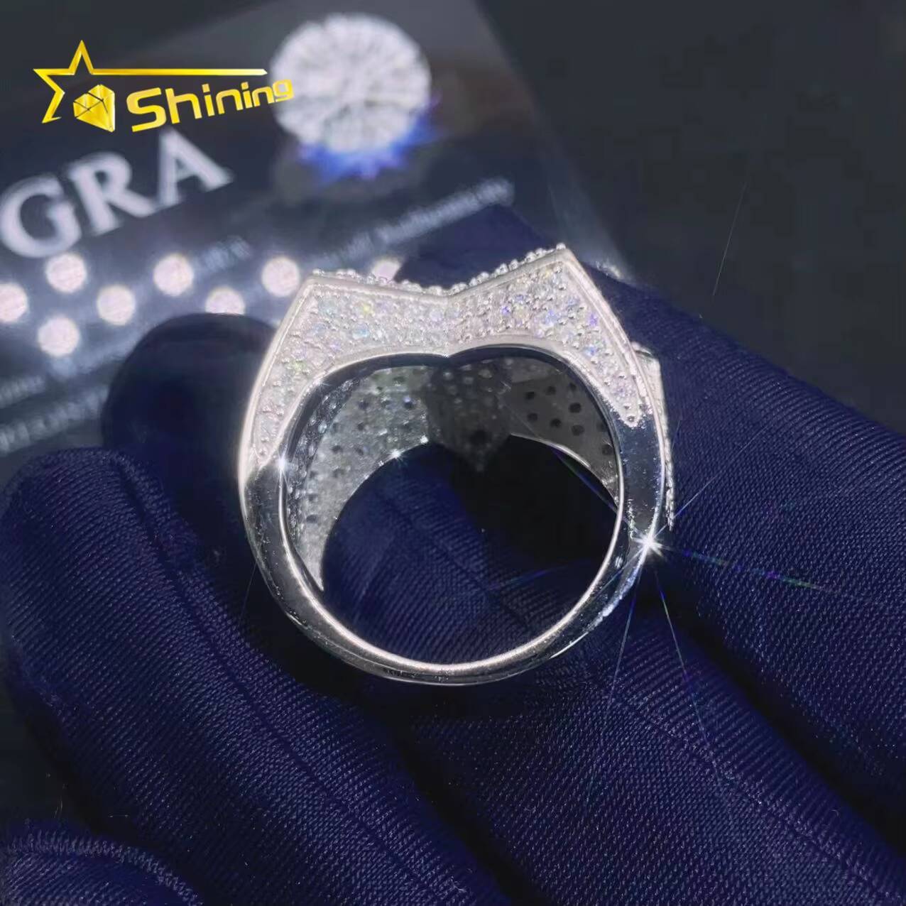 Star Design Rapper Hip Hop Jewelry Hip Hop Iced Out Diamond Moissanite Ring