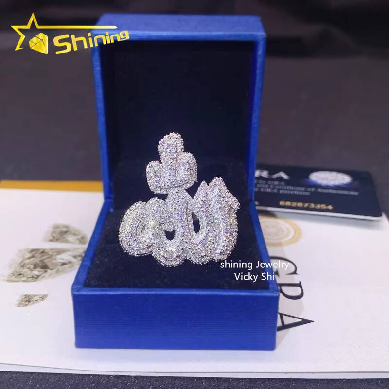 Shining New Style Rapper Hip Hop Jewelry Rings Iced Out 925 Silver Moissanite Men Ring Pass Diamond Tester