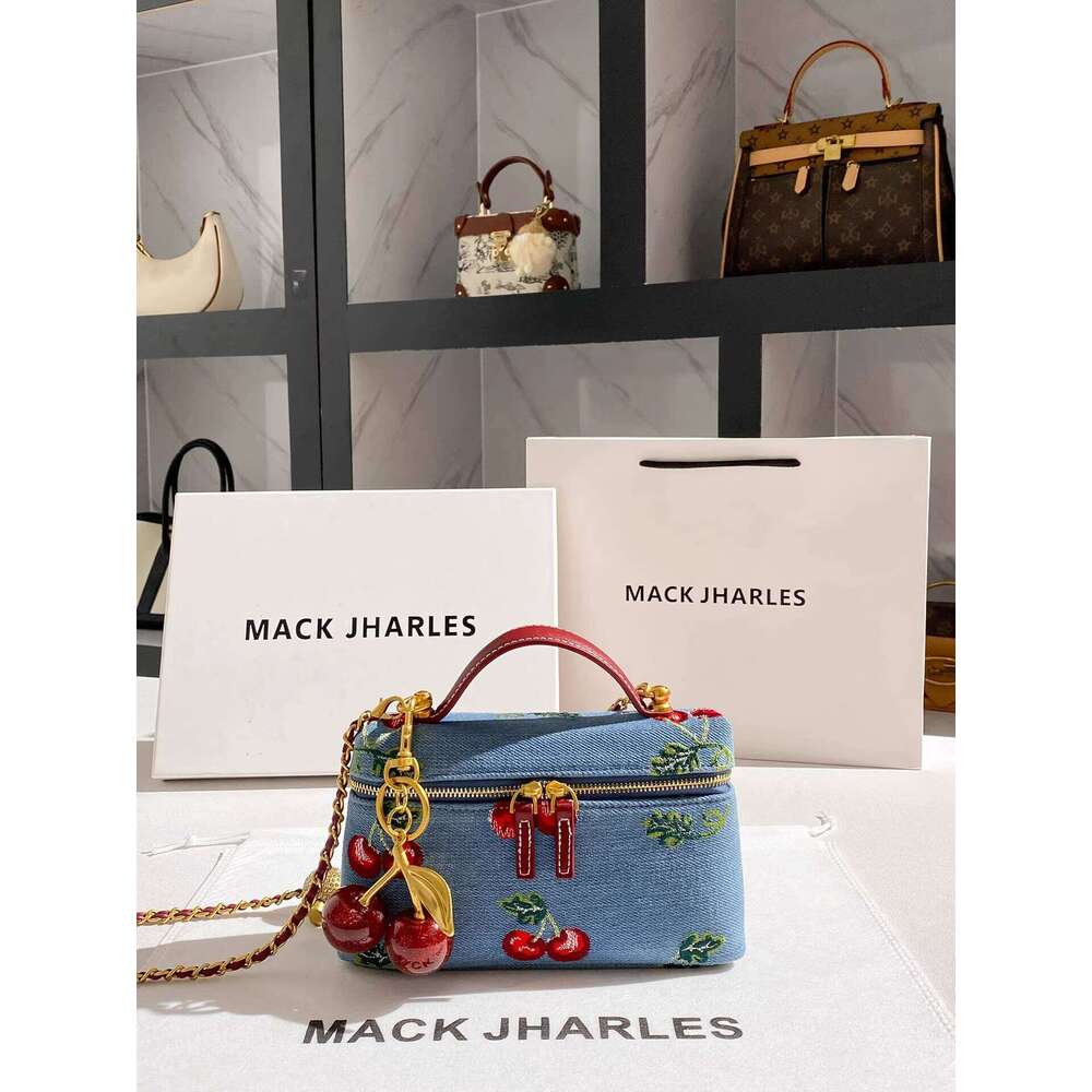 MACK JHARLES Vintage Denim Embroidered Box for Women 2025 Autumn New High-end Small Square Bag