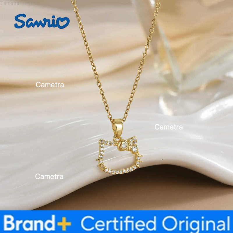 Sanrio Stainless Steel Chain Classic Hello Kitty Pendant Necklaces for Women Girls Shiny Sweet Jewelry Daily Gifts for Friends H251229