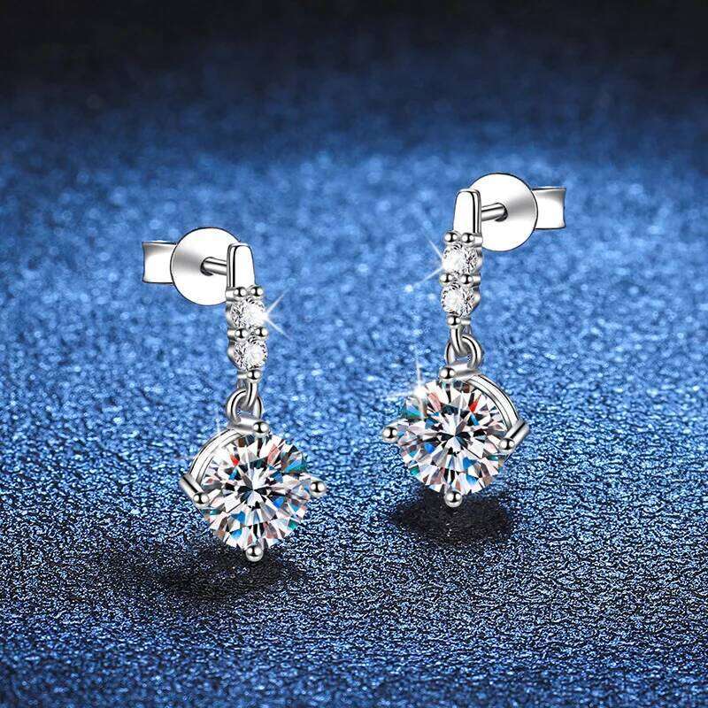 18K gold inlaid diamond D-color women's tassel PT950 platinum moissanite fashionable earrings 868