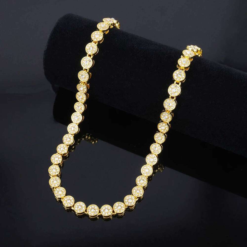 ZAKOL 45CM New Shiny Round Rhinestone Hip Hop Tennis Chain Bracelet Necklace Set for Women Men Jewelry Gift
