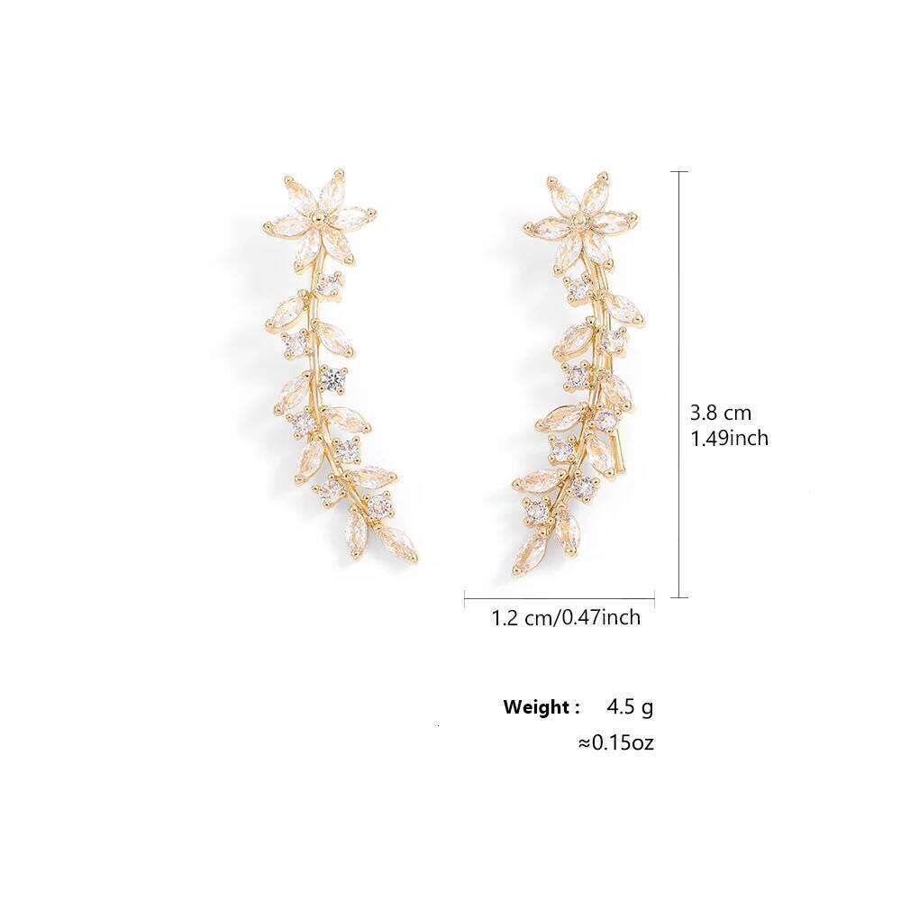 ZAKOL Aesthetic Flower Climb Earrings Dazzling CZ Zirconia Bridal Earring Exquisite Wedding Party Jewelry for Women