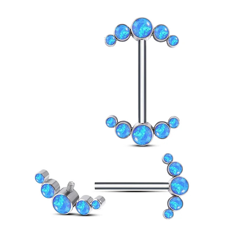 ASTM F 136 Nipple Barbell PIERC Zircon Opal Nipple nails Ring Bar Piercing Internally Threaded Sexy Body Jewelry 14G 251224