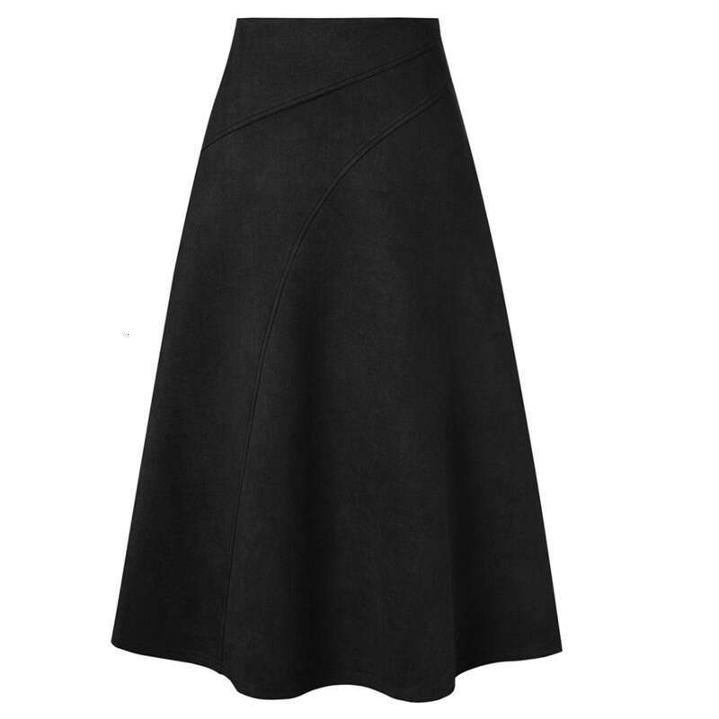 Women's High Waist Midi Skirt Casual A-line Skirt Elegant Autumn Commuter High-Waisted Pleated Versatile Skirt Flared for Daily Wear