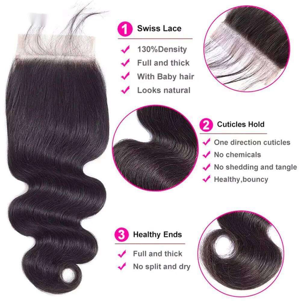 Body Wave A 2X6 HD Lace Human Hair Bundles With 4X4 Closure 5X5 Brazilian Bundle Deals VMS