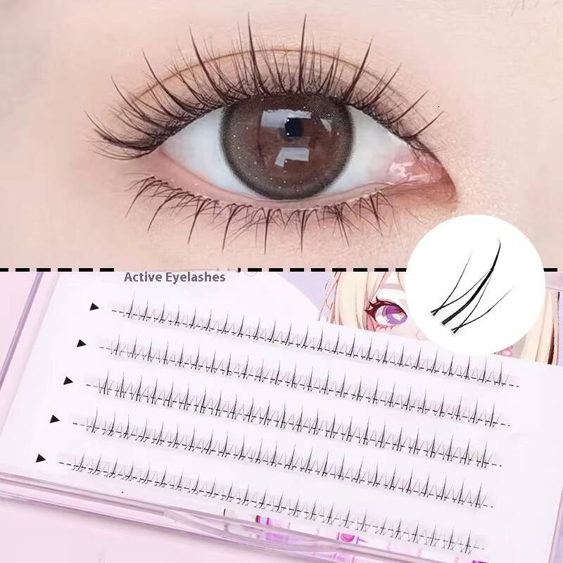 Lazy Little Flame Single Cluster Segmented Lower Eyelashes Natural Baby-Like Transparent Stem No-Makeup Full Strip Eyelashes