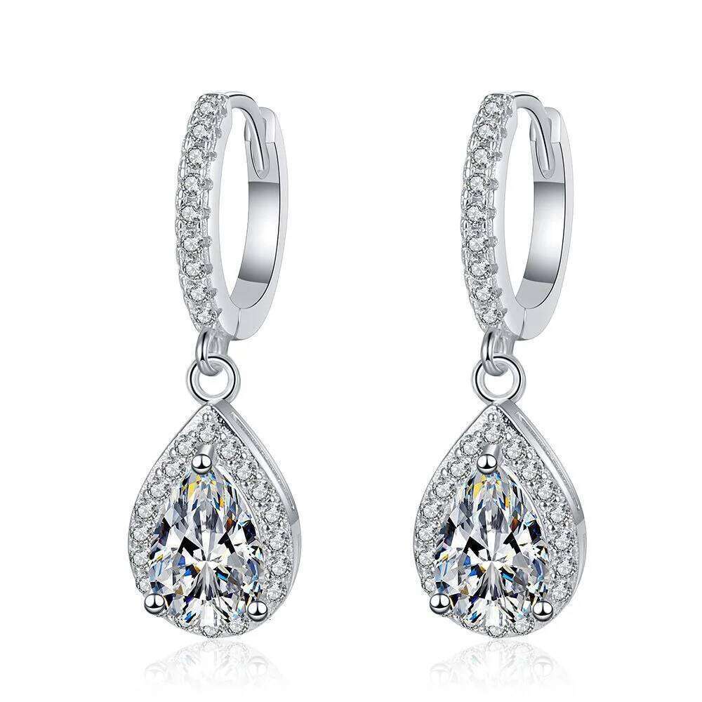 1ct Pear Cut Full Moissnite Earrings for Women S925 Silver Water Drop Lab Diamond Earring Party Fine Jewelry Gifts c5b