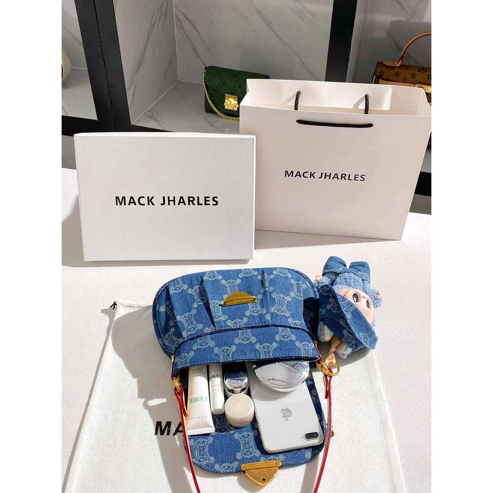 MACK JHARLES Vintage Niche Denim Baguette 2025 Autumn New High-end Embroidered Underarm Bag