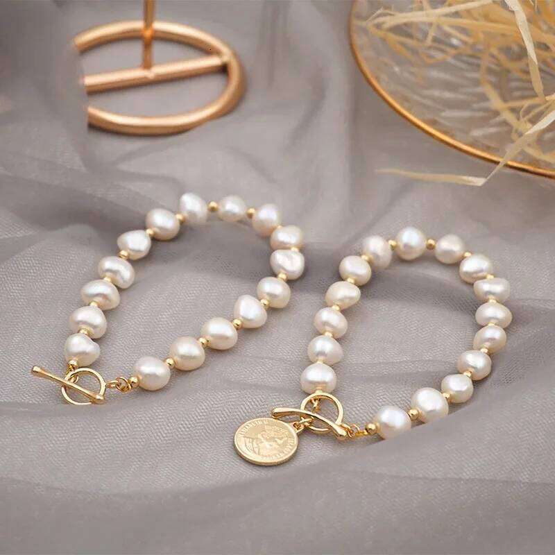 Luxury Fashion Baroque Freshwater Pearl for Women Summer New Stainless Steel Charm Bracelet Party Jewelry Accessories 25H1229