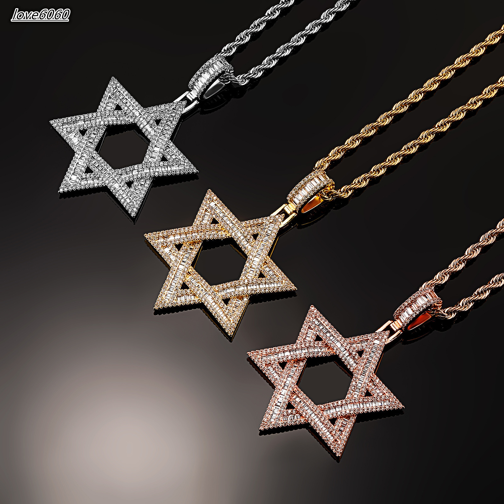 Jin Ao Tifang MoissaniteVVSium Hexagonal Star Pendant David Star Versatile Necklace For Men And Women Is Selling Well In Eur