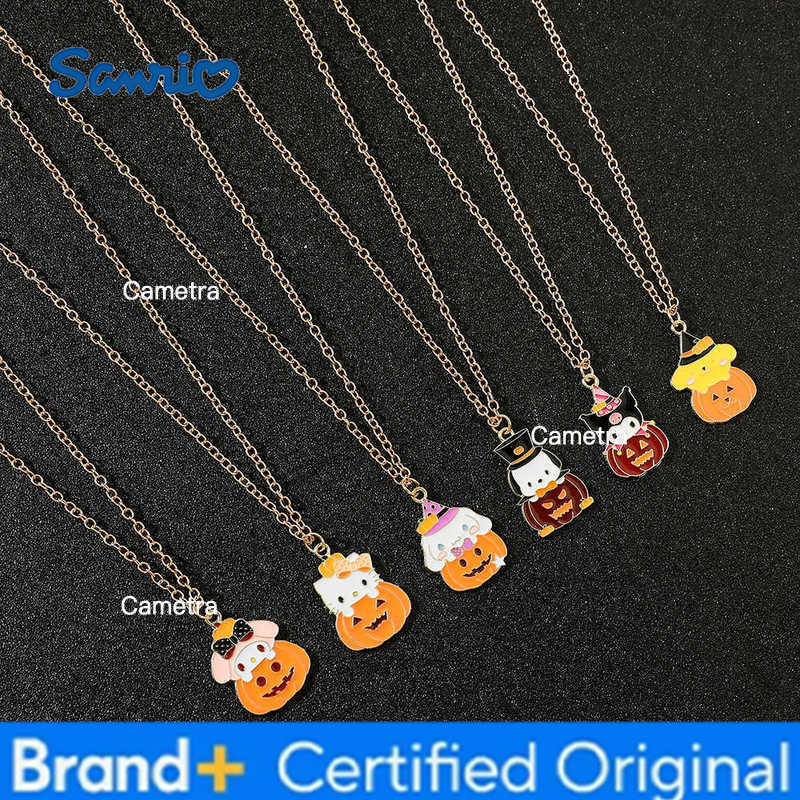 Sanrio Anime Cartoon Series Kuromi Hello Kitty Necklace Cute Girl Neck Chain Creative Halloween Pumpkin Necklace Gift H251229