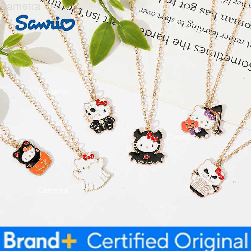 Sanrio Hello Kitty Bat Enamel Charm Cute Halloween Cartoon Animal Pendant Handmade Necklace Fashion Accessory H251229