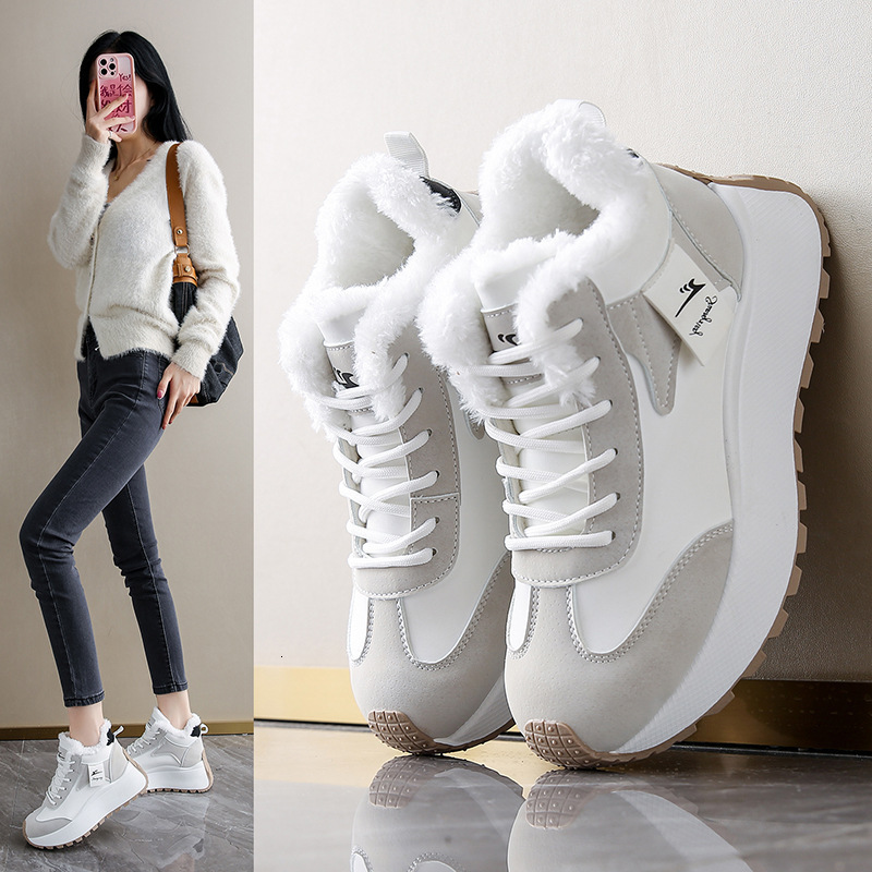 2025 Designer Fashion Women's High Top Thick Suede Warm Sports Cotton Shoes