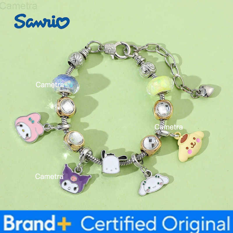 Sanrio Anime Bracelet Cartoon Figure Kuromi Melody Cinnamoroll Metal Beads DIY Pendant Kawaii Jewelry H251229