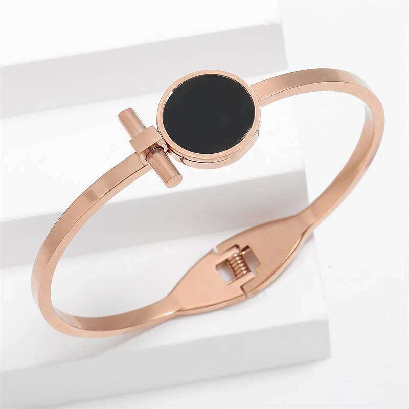 Fashion Titanium Steel Rose Gold Color Bracelet Bangles for Women Exquisite Birthday Anniversary Jewelry Gifts