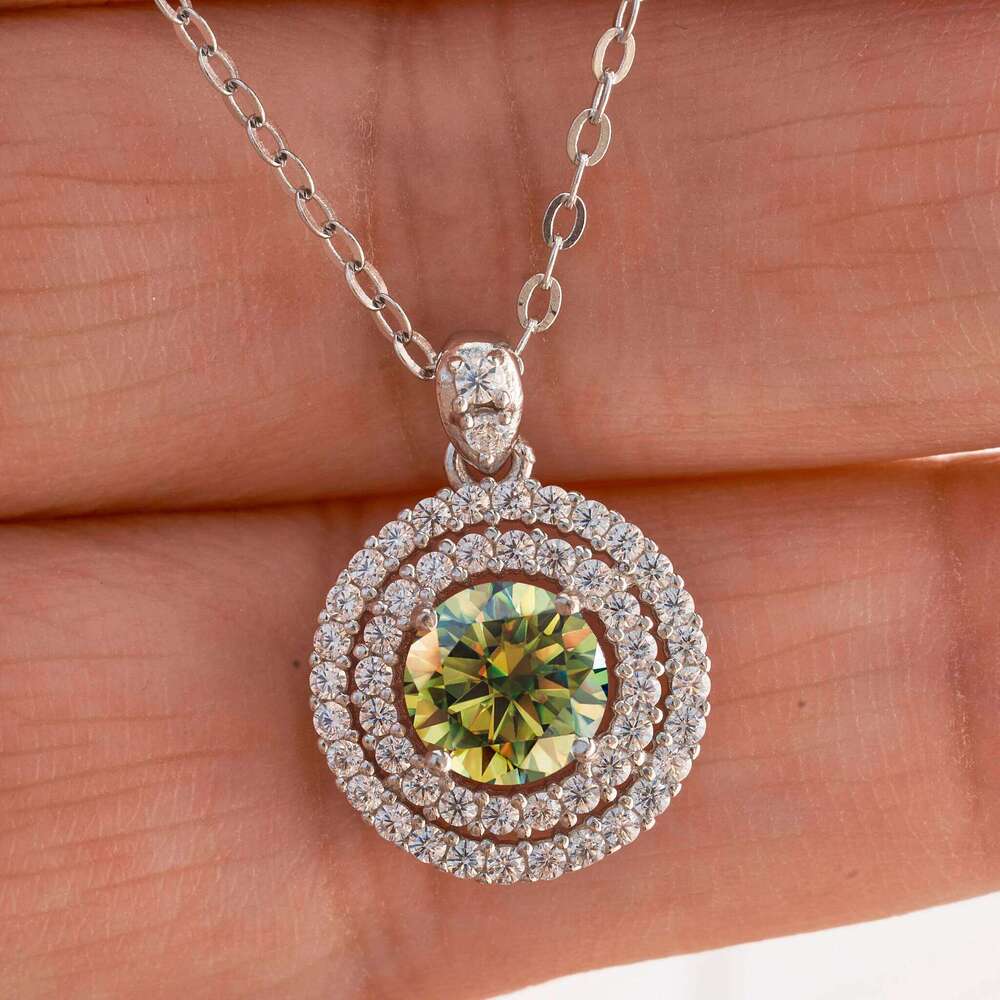 1 CT Real D VVS Pendant Necklace For Women Red Blue Color Moissanite 925 Sterling Silver Wedding Fine Jewelry e4f