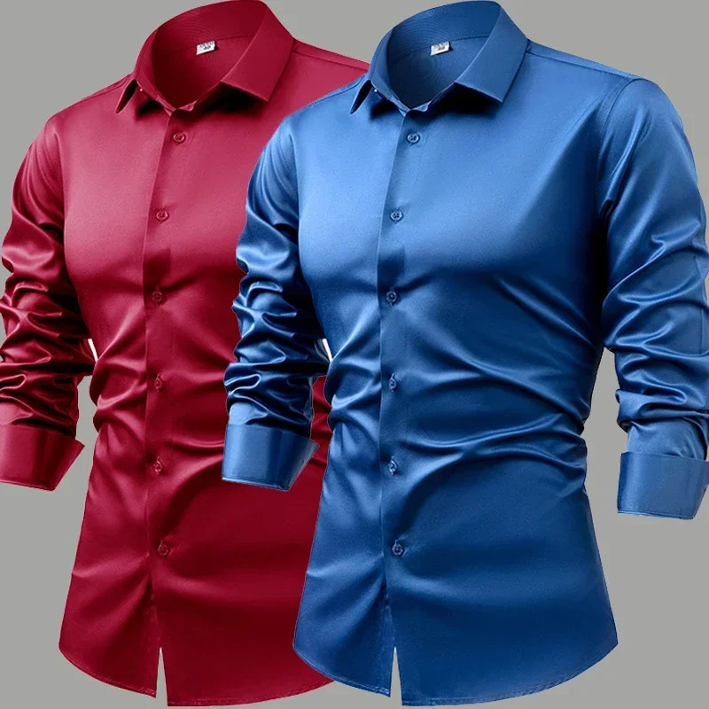 Silk cotton long sleeved shirt mens pure white shirt 2025 spring high-end sense inch shirt casual business suit formal wear 251224