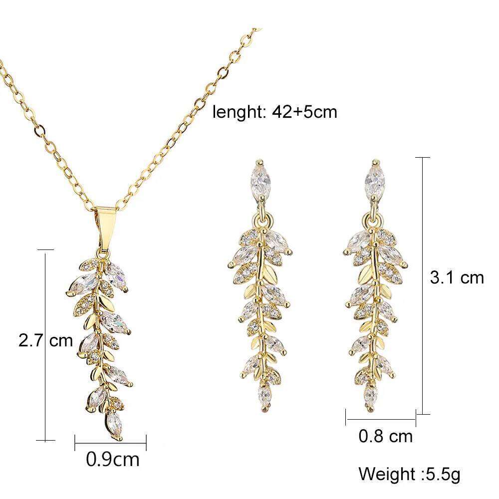 ZAKOL Exquisite Marquise Zircon Niche Leaves Pendant Necklace for Women Girls Versatile Copper Shiny CZ Wedding Jewelry Gift