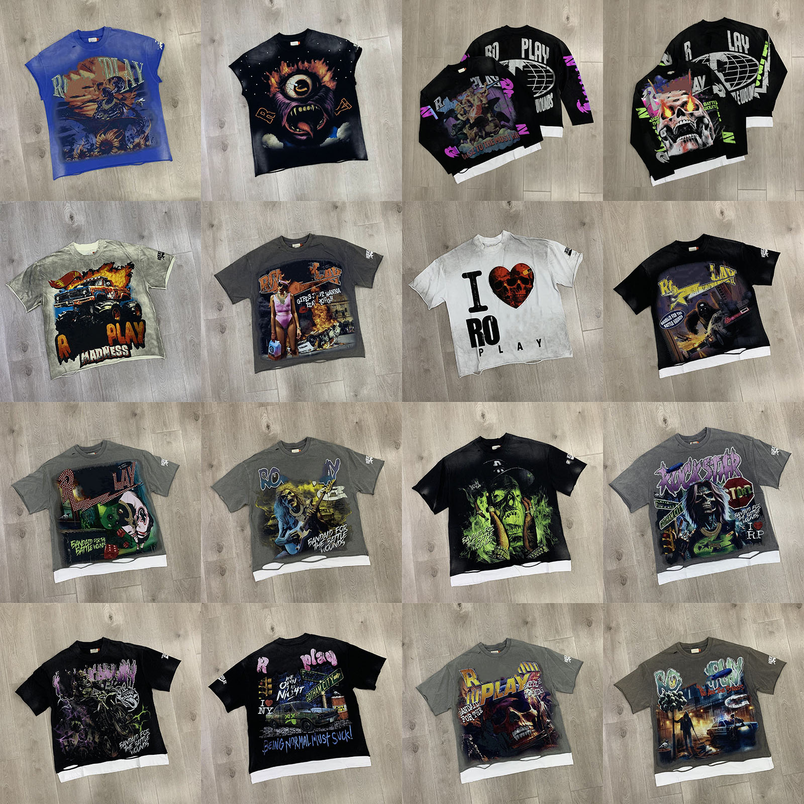 Men's Designer T Shirts Rhinestone Gothic Graphic Tee Tank Top Vintage Casual Loose Long Sleeve Cotton Shirt Men Women