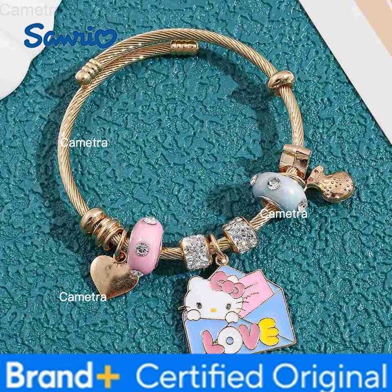 Sanrio Fashion Hello Kitty Charms Bracelet Trendy Pink Butterfly Beads Charms Bnagle for Girl Hands Accessores Gifts H251229