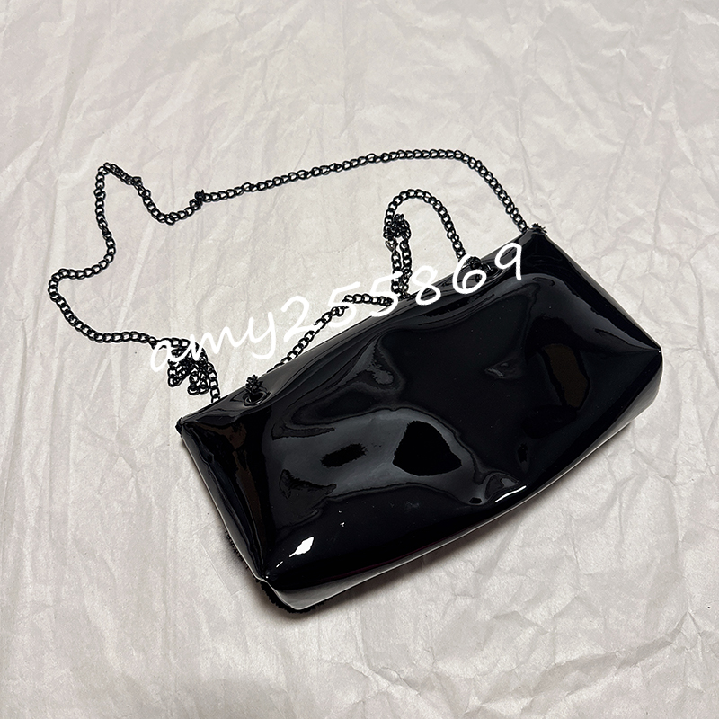 24X13X6CM Storage bags fashion glossy makeup bag quilted letter metal chain shopping bag