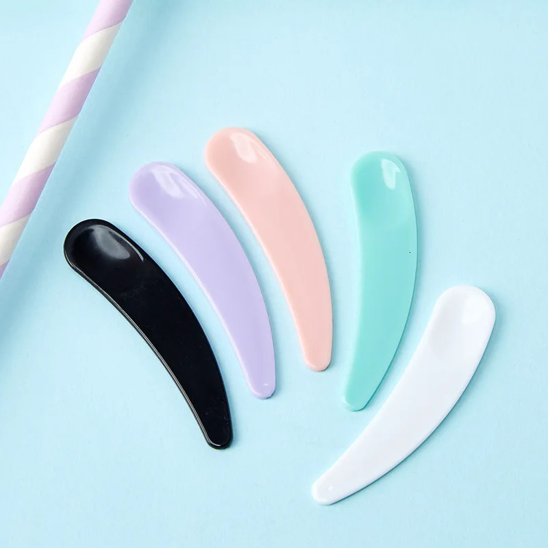 100pcslot Mini Cosmetic Spatula Scoop Disposable Mask White Black Green Purple Plastic Spoon Makeup Tool 55cm 251215