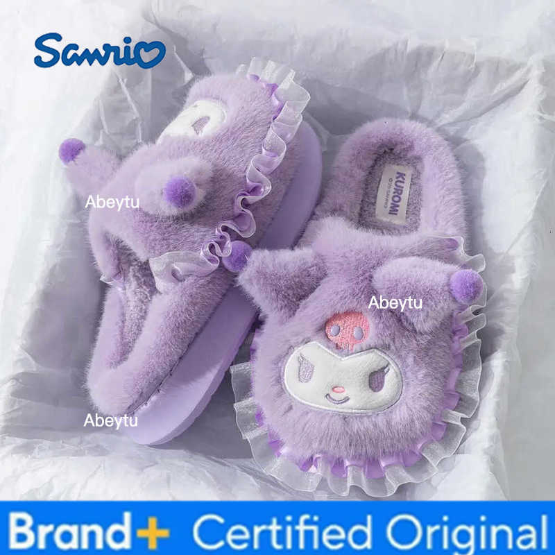 Sanrio Hello Kittys Girls Cotton Slippers Autumn Winter New Home Plush Doll Keep Warm Kawaii Cartoon Anime Figure Cute Home Shoes H251230
