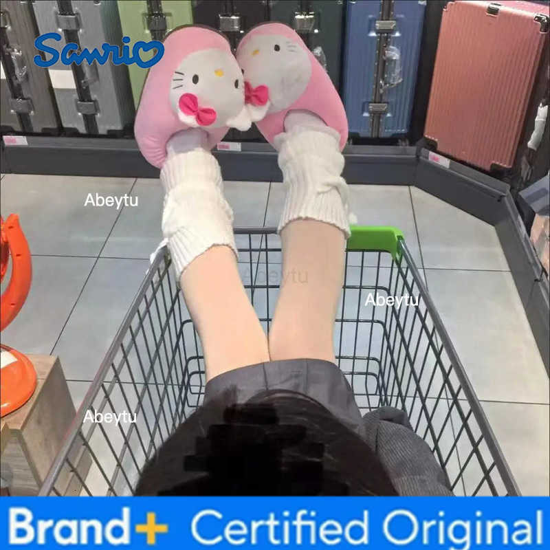 Sanrio Kawaii Hello Kittys Cotton Slipper Anime Sanrios Autumn Winter Home Indoor Shoes Girls Women Plush Slipper Warm Birthday Gift H251230