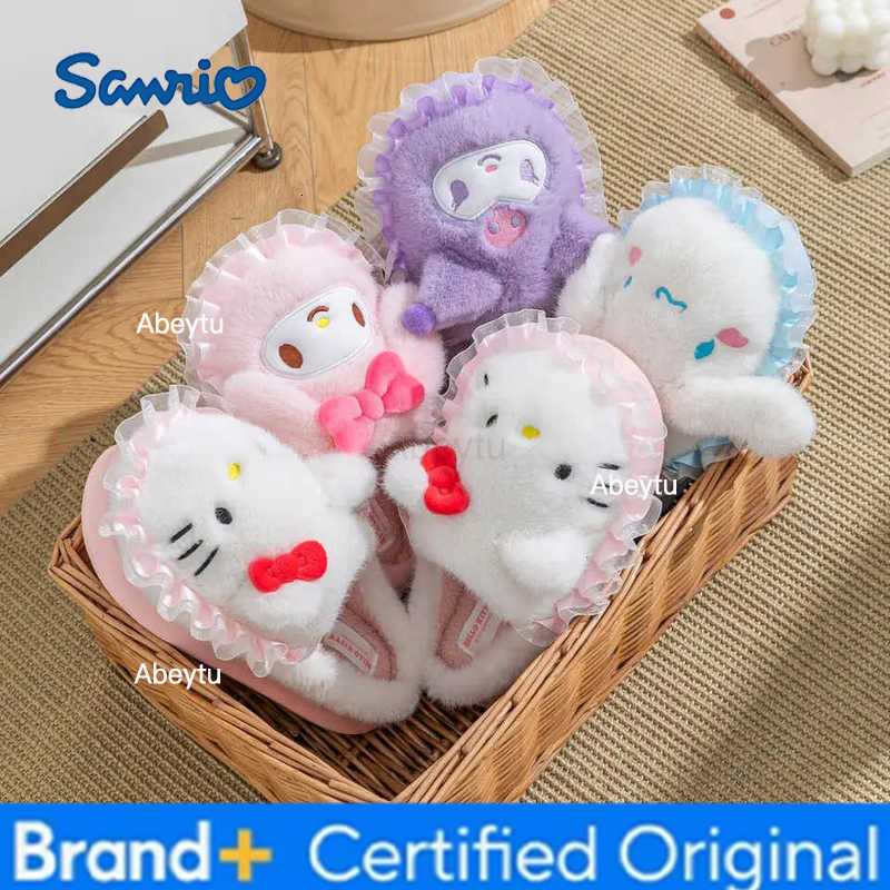 Sanrio Hello Kittys Girls Cotton Slippers Autumn Winter New Home Plush Doll Keep Warm Kawaii Cartoon Anime Figure Cute Home Shoes H251230