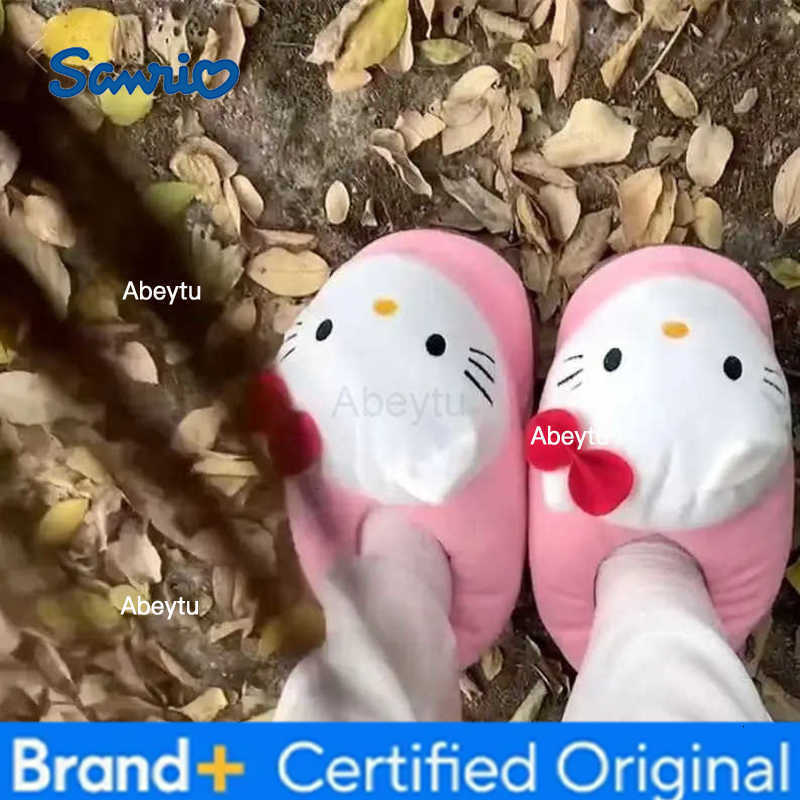 Sanrio Kawaii Hello Kittys Cotton Slipper Anime Sanrios Autumn Winter Home Indoor Shoes Girls Women Plush Slipper Warm Birthday Gift H251230