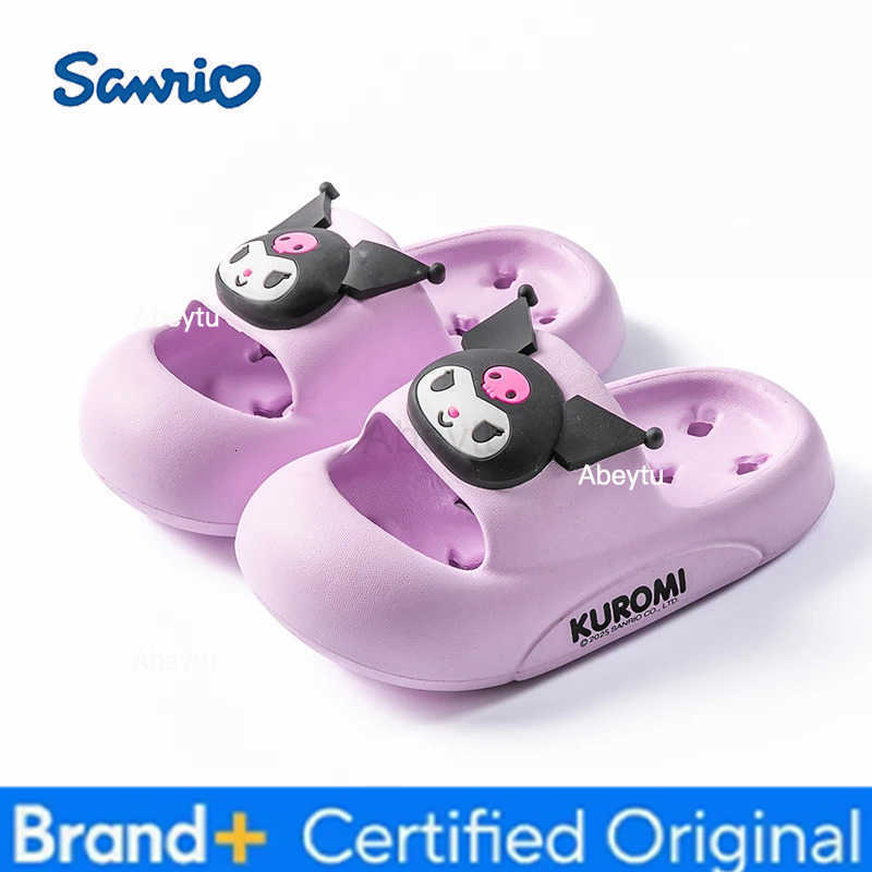 Sanrio Girls Fashion Solid Color EVA Breathable Non-slip Slip-On Sandals with Kuromi Kids slippers gifts indoor outdoor Shoes H251230