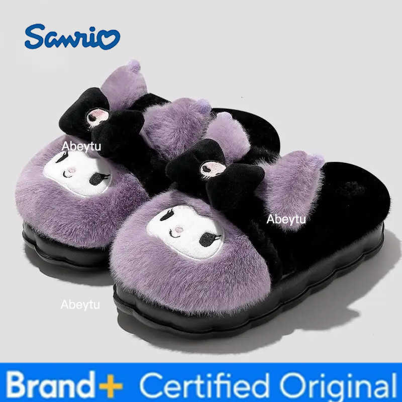Sanrio Hello Kitty Winter Child Cotton Shoes Indoor Keep Warm Slippers Girl Cartoon Plush Thicken Kuromi Cute My Melody Non-Slip Shoe H251230