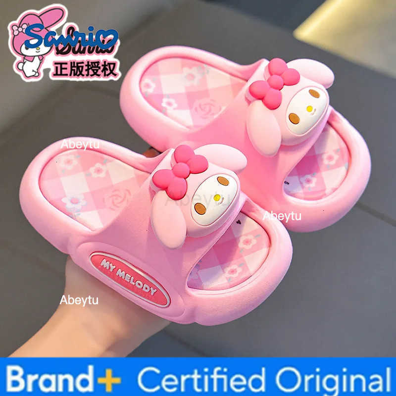 Sanrio Childrens Spring/summer Slippers Kawaii Hello Kitty Cartoon My Melody Kuromi Soft-Soled Non-Slip Beach Sandals Girl Gift H251230